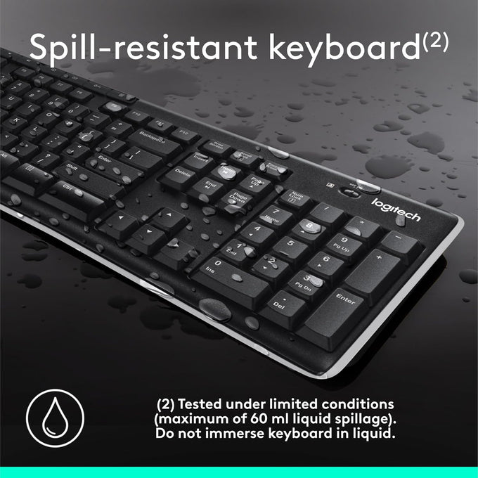 Logitech K270 Full Size Wireless Keyboard for Windows - Black