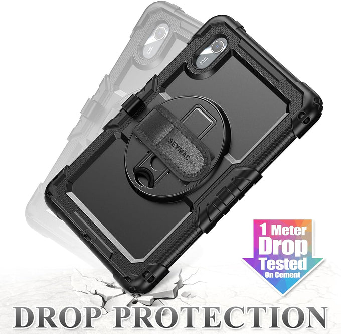 SEYMAC stock Tablet Case for Lenovo Idea Tab 11'' / M11 (TB336FU/TB330FU) 11 inch Drop-Proof Protection Cover with 360° Rotate Stand & Strap [Pen Holder] & Screen Protector 2025/2024, Black