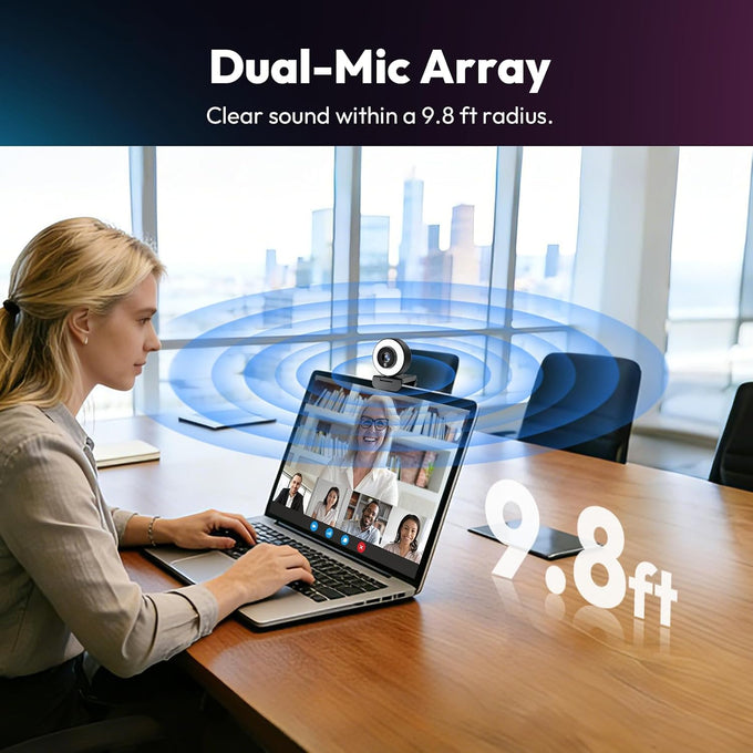 Angetube 4K Webcam with Ring Light, Computer Web Camera for Desktop, Laptop