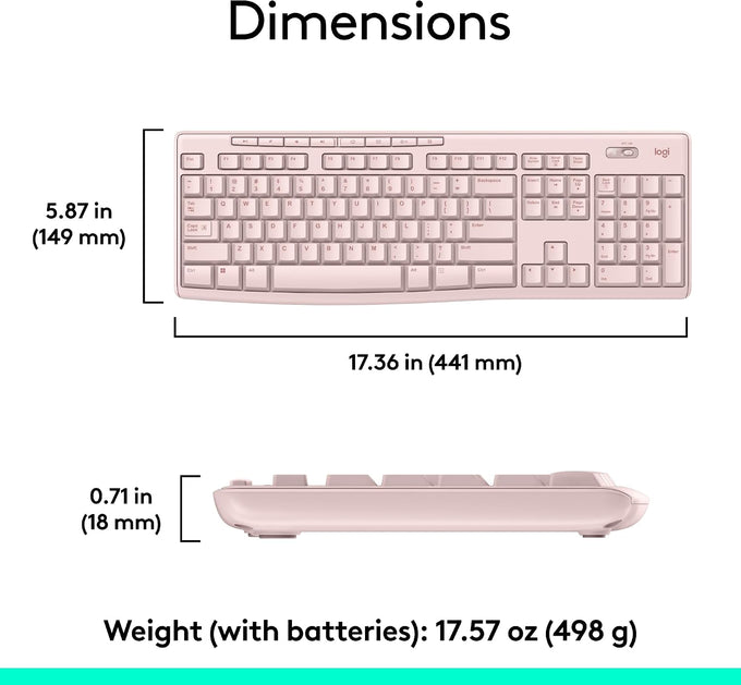 Logitech MK270 Full Size Wireless Keyboard and Mouse Combo - Rose