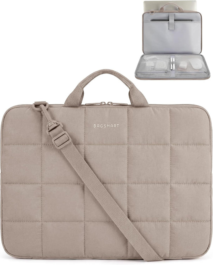 BAGSMART Laptop Case with Handle, Puffy Laptop Sleeve Bag for Women