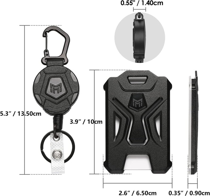 MNGARISTA Retractable Badge Holder,Heavy Duty Carabiner Clip Keychain Badge Reel,Tactical ID Card Key Holder with 31.5" Retractable, Black