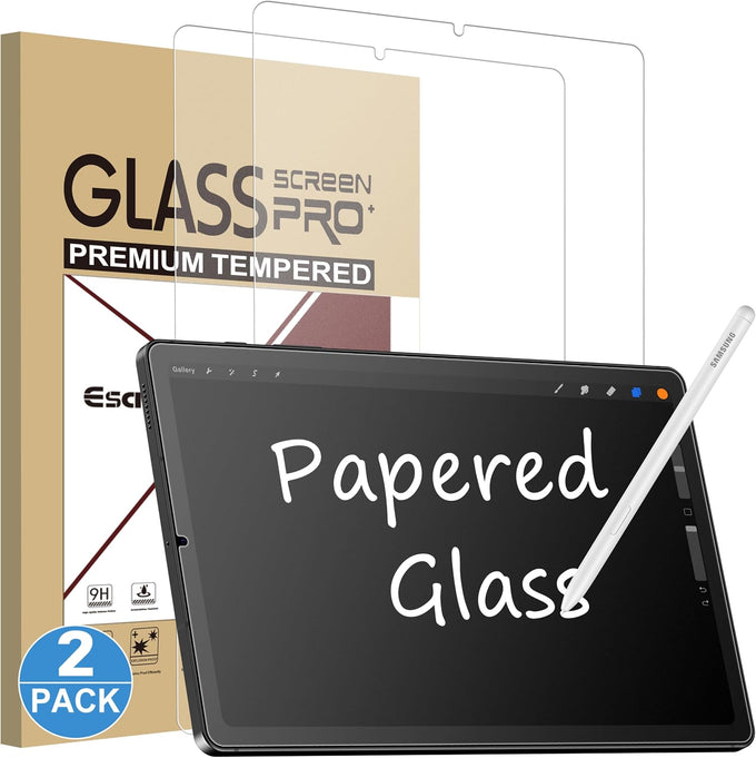Esanik 2 Pack Like Paper Glass Screen Protector for Samsung Galaxy Tab S10 Lite/S10 FE/ S9 / S9 FE (11 inch) 9H Tempered Glass Film with Alignment Frame, Writing Like on Paper, Anti Glare