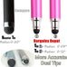 (2 Pcs) [New Upgraded][0.18-inch Small Tip Series] 2-in-1 Stylus/Styli 5.5-inch L with 10 Replacement Rubber Tips -Purple/Pink
