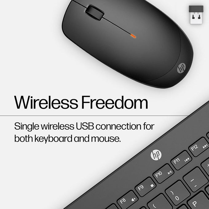 HP 230 Wireless Mouse and Keyboard Combo - 2.4GHz Wireless Connection - Long Battery Life - Durable & Low-Noise Design - Windows & Mac OS - Adjustable 1600 DPI - Numeric Keypad (18H24AA#ABA)