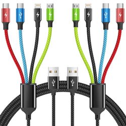 4 in 1 Multi Charging Cable, 2 Pack 5FT Charging Cords for Multiple Devices