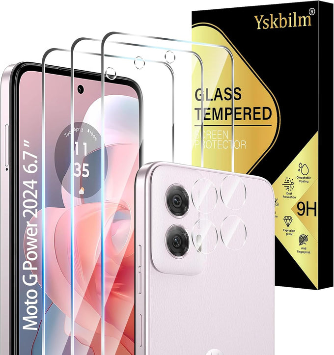 (3+2 Pack) Designed for Motorola Moto G Power 5G 2024 Tempered Glass Screen Protector + Camera Lens Protector,[3D Touch][Bubble-Free][Anti-Scratch] Screen Protector Glass For Motorola G Power 2024