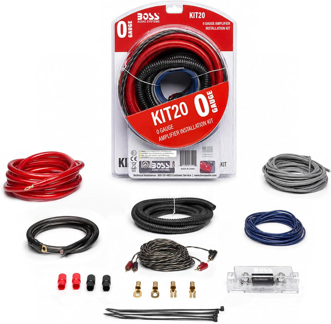 BOSS Audio Systems KIT2 8 Gauge Car Amplifier Installation Wiring Kit