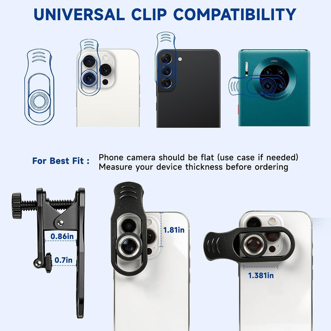12X HD Telephoto Lens for iPhone/Samsung/Android, High Power Telephoto Camera Lens with Universal Clip Compatibility Most Smartphone Ideal for Concert, Outdoor Photography