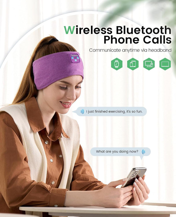Perytong Sleep Headphones Tech Gadgets Bluetooth Headband for Women Headband Headphone with Ultra-Thin HD Speakers & Mic, Perfect for Sleeping Yoga Running Workout Travel Sports Unique Gifts