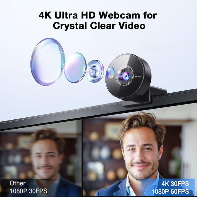 EMEET C950 4K Webcam for PC, PDAF Autofocus, USB Webcam with Microphone