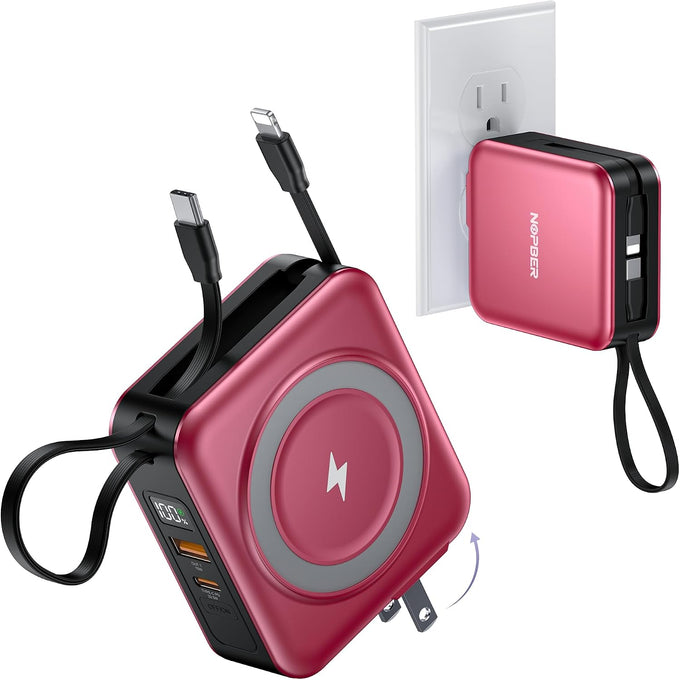 10000mAh Portable Charger Power Bank Built in Cables&Wall Plug