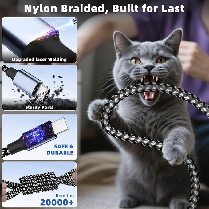 4 in 2 Multi Charging Cable, USB A/C Charging Cords for Multiple Devices
