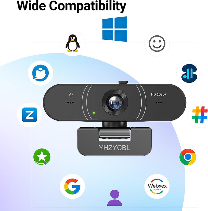 1080P HD Webcam with Microphone ,USB HD Computer Web Camera Auto Focus