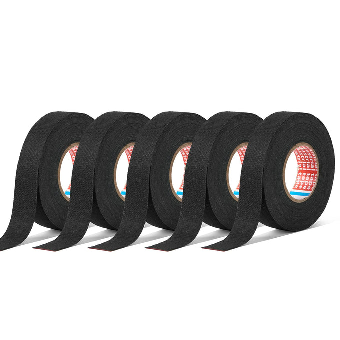 HSTECH Wire Harness Cloth Tape, 3/4-Inch by 50-Foot (4 Rolls), Speaker Wiring Harness Cloth Tape, Black Adhesive Fabric Tape, for Automobile Electrical Wire harnessing Noise Dampening Heat Proof