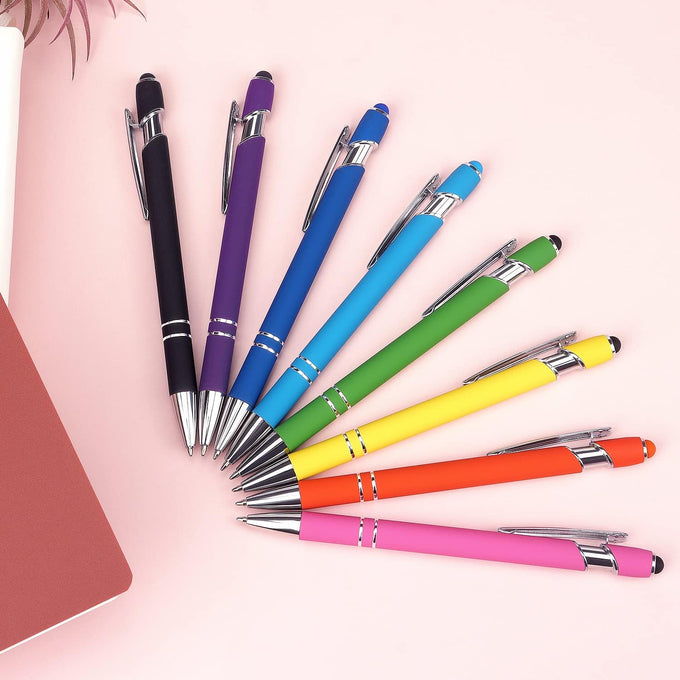 Bribobo 8 Pack Ballpoint Pen 2-in-1 Stylus, 1.0 mm Black Ink