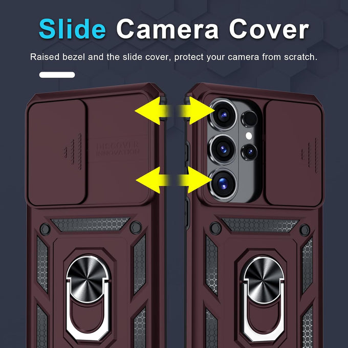 for Samsung Galaxy S26 Ultra Case Built in Slide Camera Cover,Wine Red
