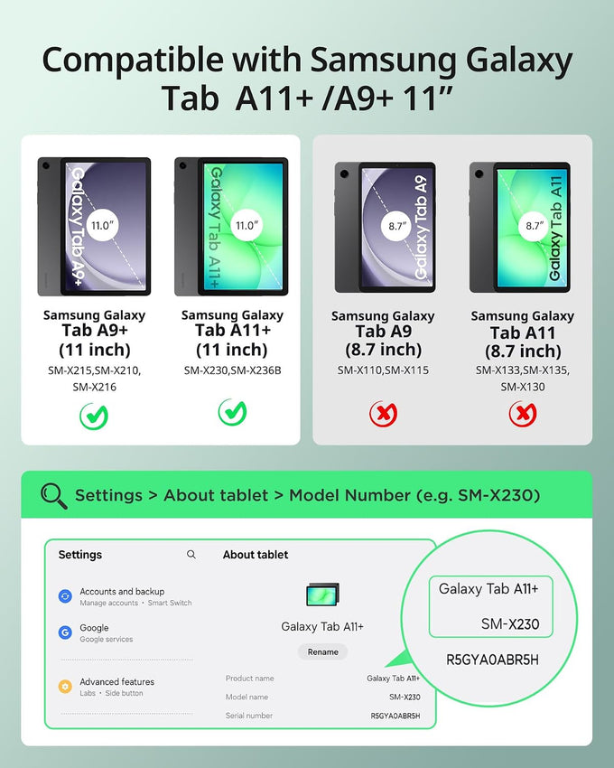 CACOE Case for Samsung Galaxy Tab A11+/ A9+ Plus 11" with Screen Protector