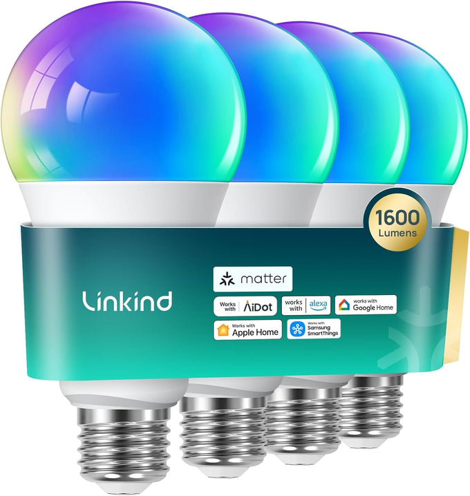Linkind Matter Smart Light Bulbs, Works with Apple Home, Alexa, Google Home