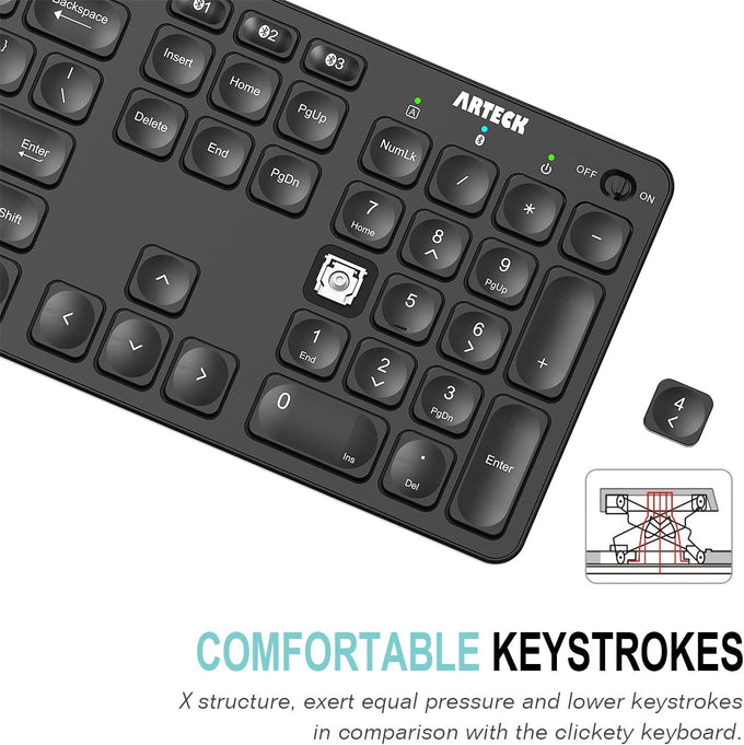 Arteck Universal Backlit 7-Colors & Adjustable Brightness Multi-Device Full Size Wireless Bluetooth Keyboard for Windows, iOS, iPad OS, Android, Computer Desktop Laptop Surface Tablet Smartphone
