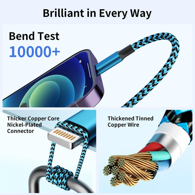 4 in 2 Multi Charging Cable, USBA/C Universal Charging Cords 2 Pack 5FT