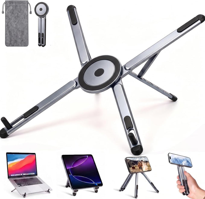 Laptop Cooling Stand with Dual RGB Fans, 7-Level Adjustable Height, Aluminum Ergonomic Laptop Cooler for 11-17'' Notebook (Gray)