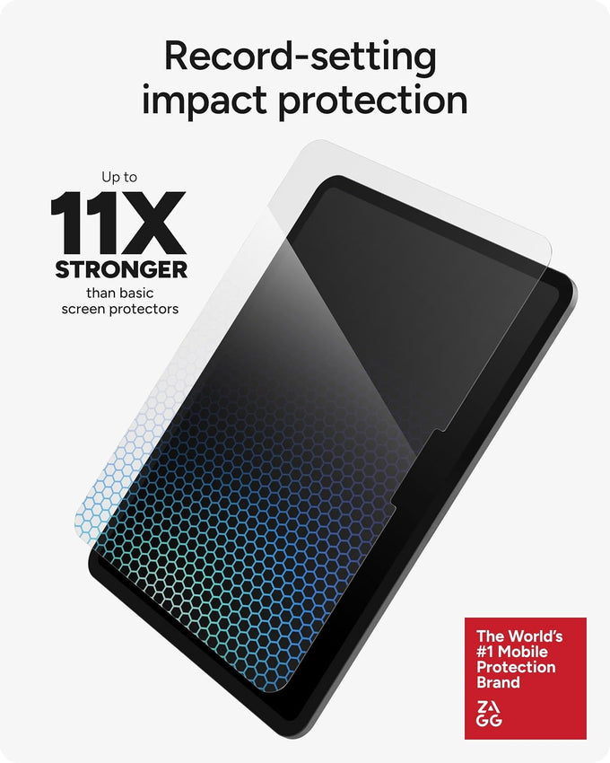 ZAGG XTR4 Screen Protector for iPad Pro 13" (M5)/ Pro 13" (M4) - 11X Stronger Tempered Glass, Blue Light Filter, Anti-Reflective, Ultra Smooth, Easy Install, Recycled Materials
