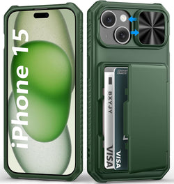 BXYJY for iPhone 15, iPhone 14, iPhone 13 Wallet Case, Card Holder, Green