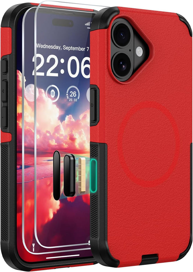 Diverbox for iPhone 16e Case & iPhone 17e Case - Compatible with MagSafe,Shockproof Dropproof with Screen Protector,with Port Protection,Slim & Tough Phone Cover (Black)