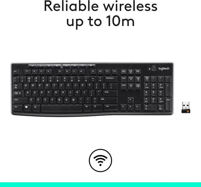 Logitech K270 Full Size Wireless Keyboard for Windows - Black