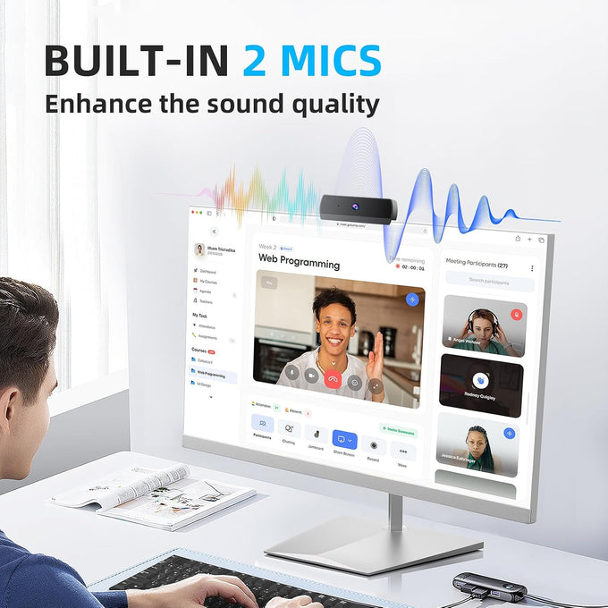 1080P HD Webcam with Microphone, Streaming Computer Camera for Laptop PC