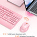 MEETION Wireless Keyboard and Mouse Combo, Full-Size with Wrist Rest, Pink
