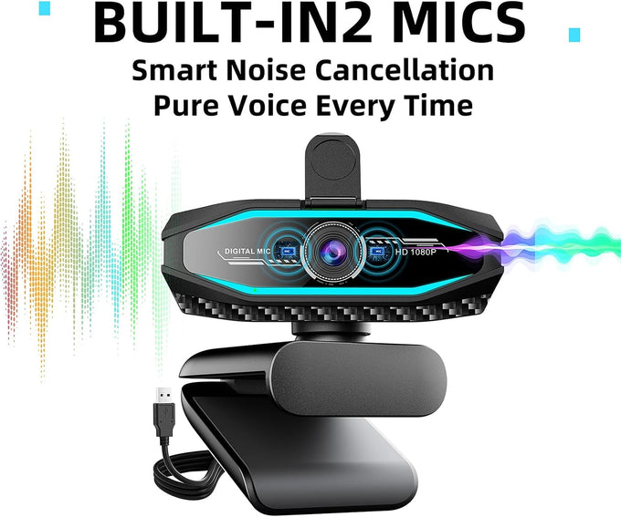 1080P HD Webcam with Microphone, USB Computer Camera for Laptop PC Desktop
