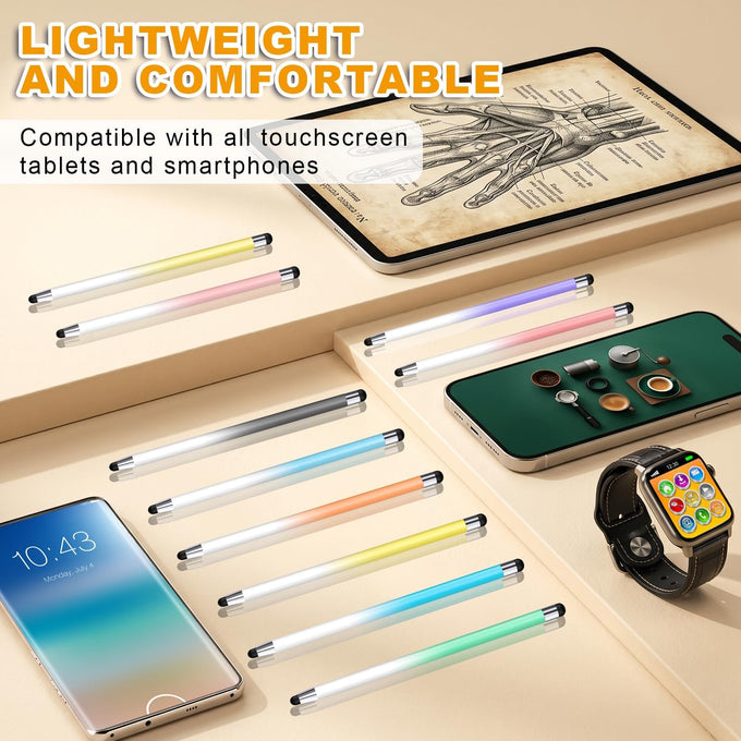 Stylus (10 Pcs), 2-in-1 Stylus Pen for Touch Screen, High Precision and Sensitivity, Suitable for iPad/iPhone/Samsung/Android Smartphone and Tablets, Compatible with All Touch Screen
