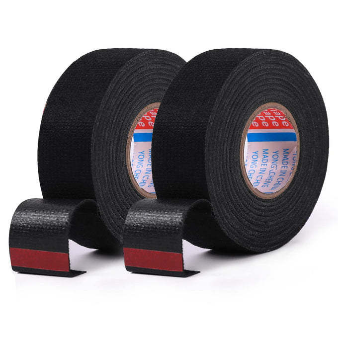 HSTECH Wire Harness Cloth Tape, 3/4-Inch by 50-Foot (4 Rolls), Speaker Wiring Harness Cloth Tape, Black Adhesive Fabric Tape, for Automobile Electrical Wire harnessing Noise Dampening Heat Proof