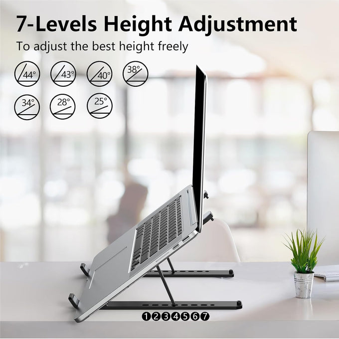 Tonmom Laptop Stand for Desk, Adjustable Laptop Riser, Black