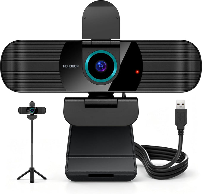 Pro HD 1080p/30fps Webcam with Tripod, External USB Camera for PC/Laptop