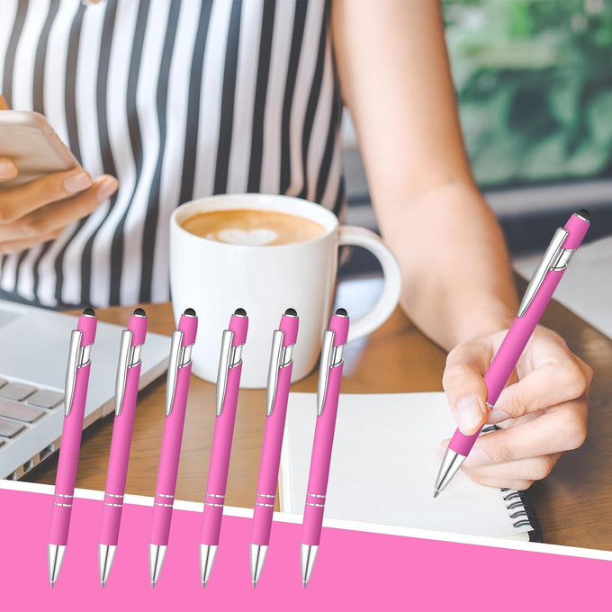 100 Pcs Ballpoint Pen with Stylus 2 in 1 Ballpoint Pen for Touch Screens, 2 in 1 Thank You Pen Gift for Colleagues, Coworker, Office (Rose Pink)