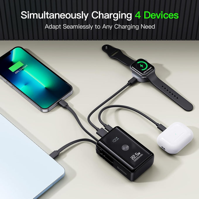 Nanotechnology Portable Charger 10000mAh with 2 Built-in Cables 45% Smaller