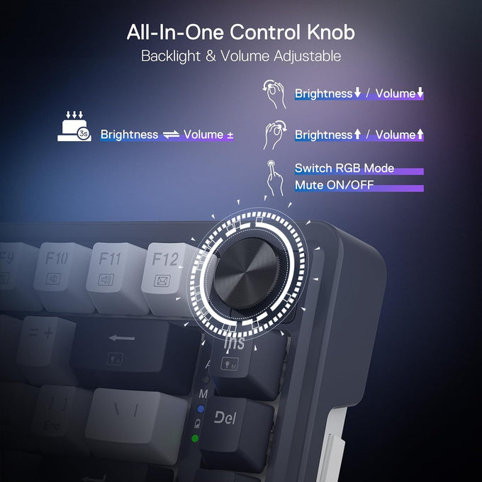 Redragon K673 PRO Wireless 81-Key RGB Gasket Gaming Keyboard, Scroll Knob