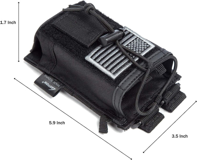 Tactical Molle Radio Holster Holder Case Military Heavy Duty Pouch Bag for Two Ways Walkie Talkies Adjustable Storage with 1 Pack Patch