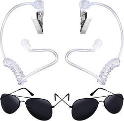 Gejoy 4 Pcs Security Earpiece Costume Fake Earpiece and Black Glasses