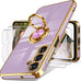 Dretal Plated Gold Edge Rotate Kickstand Case for Samsung Galaxy A16-Purple