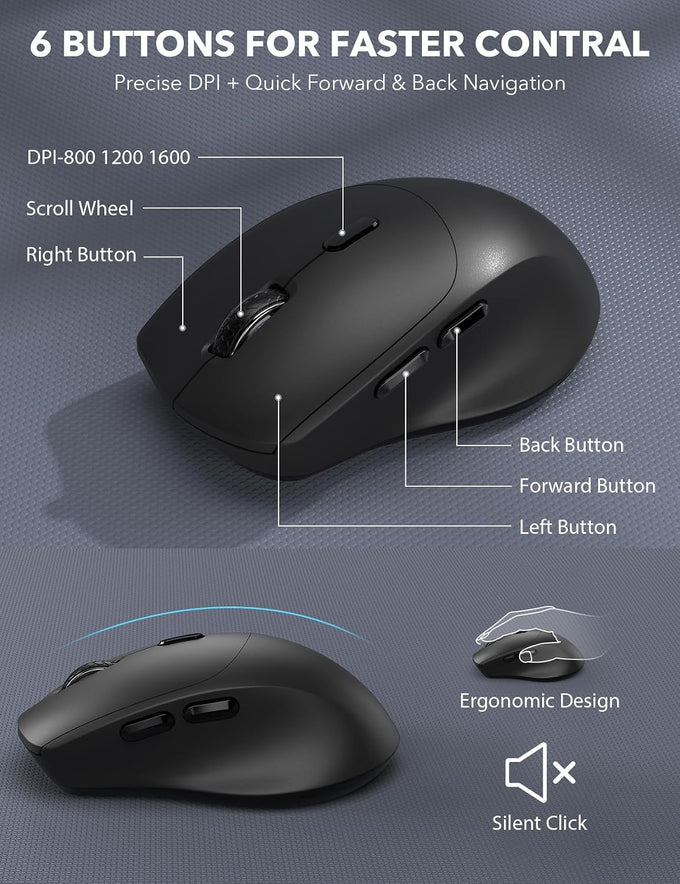 Wireless Keyboard and Mouse Combo - Full-Sized, Ergonomic Wrist Rest