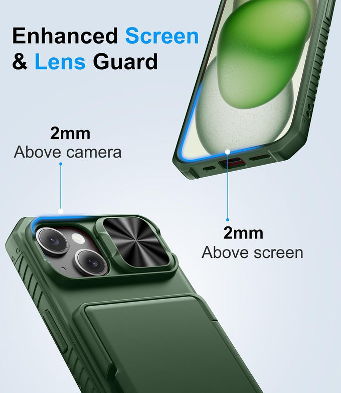 BXYJY for iPhone 15, iPhone 14, iPhone 13 Wallet Case, Card Holder, Green