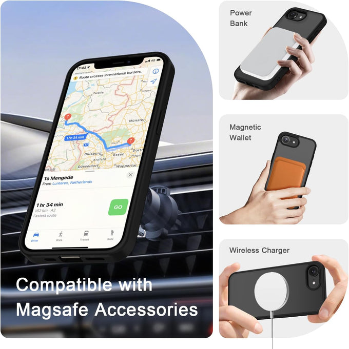 YENAPOON for iPhone 17e Case, iPhone 16e Case, Magnetic Cover, Black