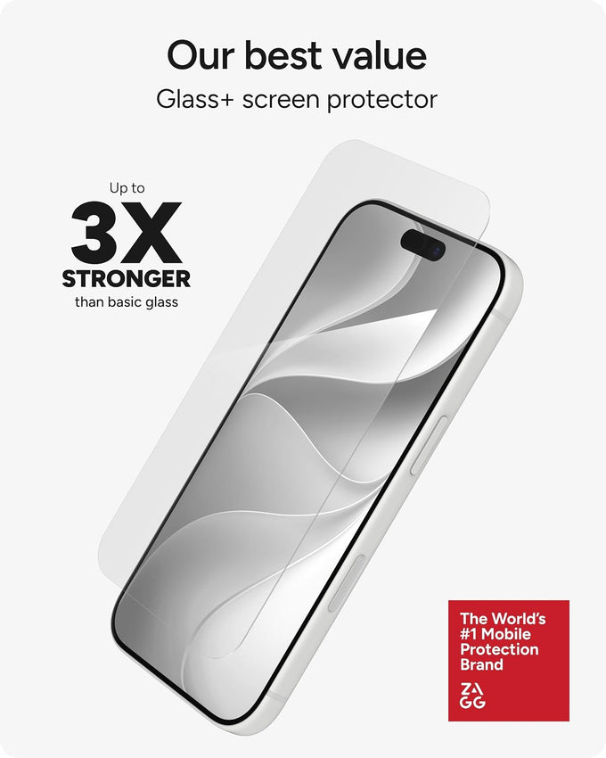 ZAGG Glass+ Screen Protector for iPhone 18 Pro/iPhone 17 Pro