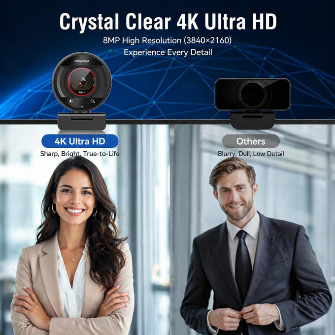 4K Webcam for PC Computer PDAF Autofocus with Built-in Microphone Windows