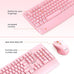 MEETION Wireless Keyboard and Mouse Combo, Full-Size with Wrist Rest, Pink