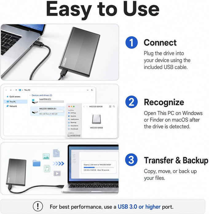 500GB External Hard Drive HDD, USB 3.0 Portable Expansion Storage